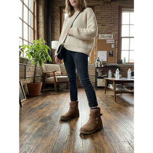 Blowfish Malibu Roria K Brown Faux Leather Buckle Boots Girls Size 3